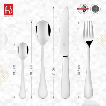 FnS Victoria Cutlery Set 24 Pc With Leatherette Box Packaging (6 Dinner Spoons 6 Dinner Fork 6 Teaspoons & 6 Dinner Knife) Stainless Steel 25 x 15 x 15 cm