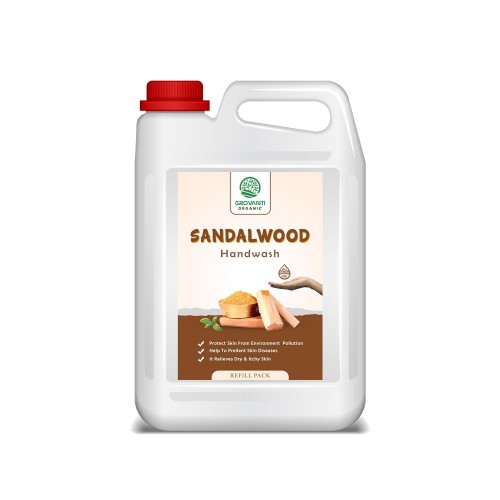 Grovanti Organic Handwash Liquid Refill Sandalwood Germs Protection 5ltr