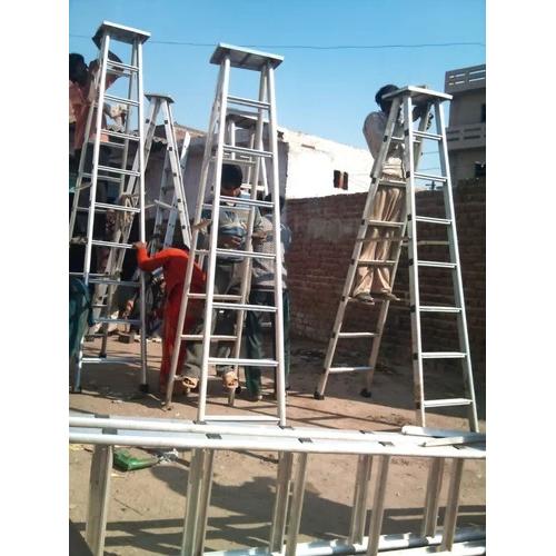 SJ Dual Side Ladder 7 step with platform, Weight Capacity - 200Kg (Heavy Duty) Aluminum 8 Ft