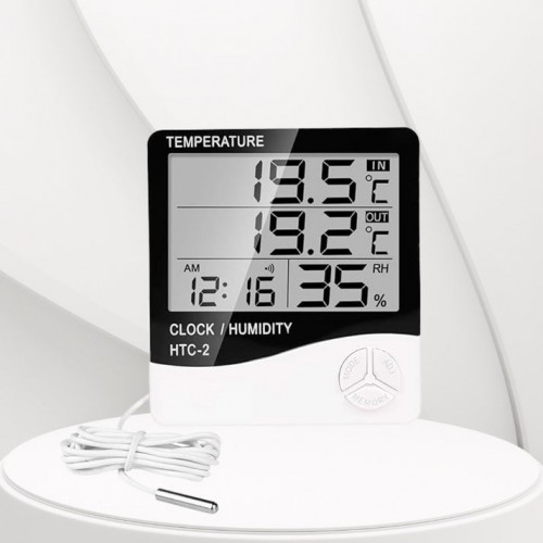 Digital Thermo/Hygrometer HTC-2 Humidity Meter with Clock