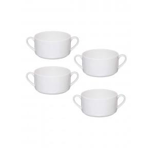 Clay Craft Soup Bowls Basic Stacko with Handles Solid White Dimension: 10.8W x 7.5H cm Ceramic 300 ml