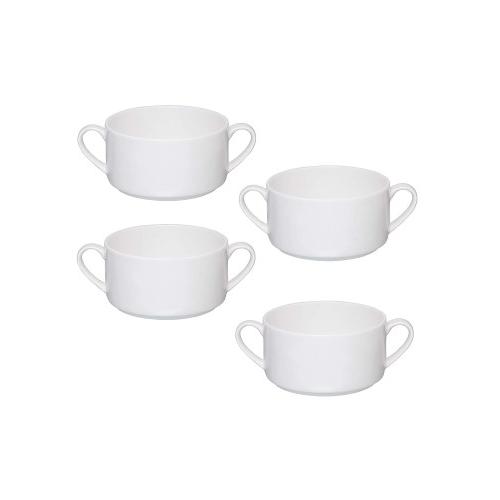 Clay Craft Soup Bowls Basic Stacko with Handles Solid White Dimension: 10.8W x 7.5H cm Ceramic 300 ml