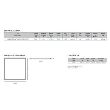 Havells Venus Neo Square LED Light 2X2 PLR VENUSNEO2X2PLR36WLED857STTR 36W 6500K 595x595x35mm