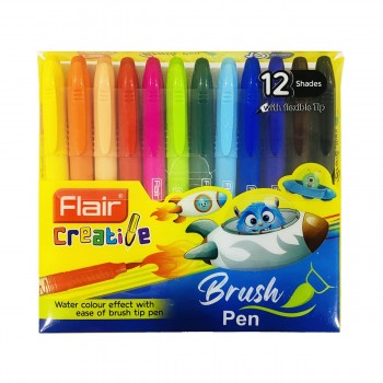 Flair Creative Brush Pen With Flexible Tip 12 Bright Shades