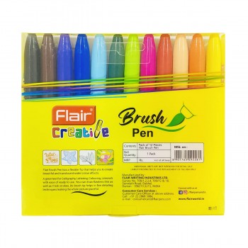 Flair Creative Brush Pen With Flexible Tip 12 Bright Shades