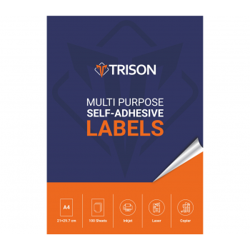 Trison Self-Adhesive Labels ST-02 A4 Size 199.6 x 143.5mm(100 Sheets)