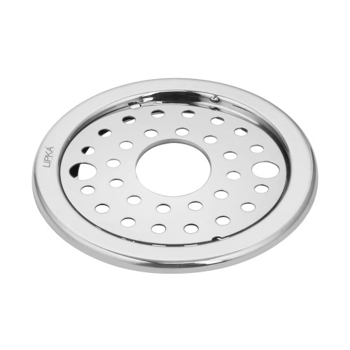 Floor Drain Jali SS Plain 4x4 Inch Round With Drain Pipe Cutout