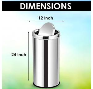 Swing Dustbin SS202 45 Ltr Size: 12 X 24 Inch