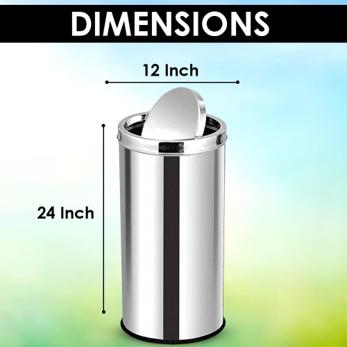 Swing Dustbin SS202 45 Ltr Size: 12 X 24 Inch