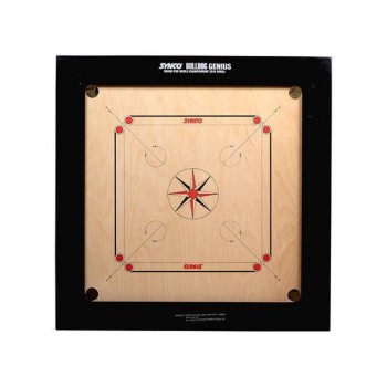 Synco Bulldog Genius 28mm Full Size Carrom Board With 1No Synco Coin Set, 2 Nos Synco Signature Carrom Striker 15g & Synco Foldable Adjustable Carrom Stand (1 Nos)