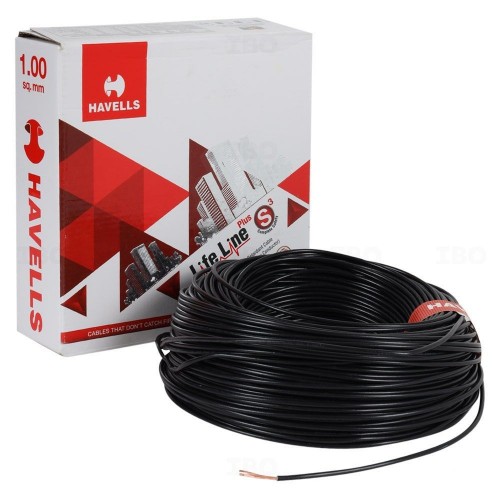 Havells Lifeline 1 Sqmm Single Core HRFR PVC Insulated Industrial Cable Black 90 Mtr