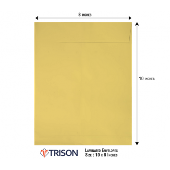 Trison Envelopes Yellow Laminated 100 GSM 10x8inch Pack of 50