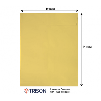 Trison Envelopes Yellow Laminated 100 GSM 14x10inch Pack of 50