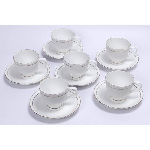 Cup & Saucer Set White Gold Line  Marvel Cup Bone China 140ml Pack of 12