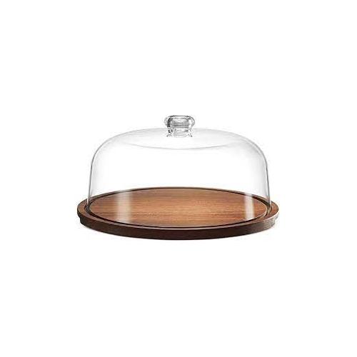 Wooden Cake Stand With Acrylic Dome Lid 12 Inch