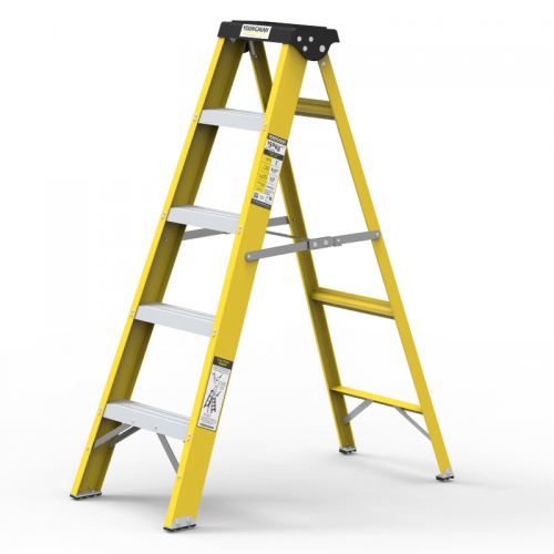 Youngman Single Side Ladder 12 Step  Yellow Foldable 8308, Capacity 150 Kg (A) Type FRP 12 Ft