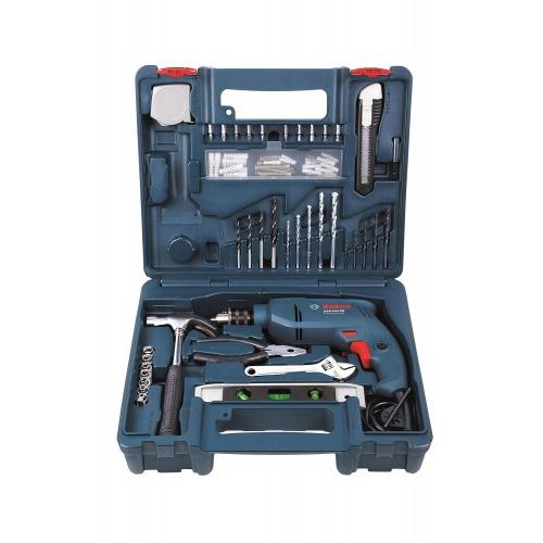 Bosch Professional GSB 500 RE Corded-Electric Drill Tool Set 10mm (Blue), 500 Watt (100 Pc Accessory Set)