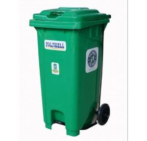 Polywell Wheel Dustbin PW240R Color Green Plastic 240 Ltr Size: L59 X W75 X H100 CM