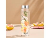 Borosil Crysto Borosilicate Transparent Glass Water Bottle With SS Lid 750ml Glass