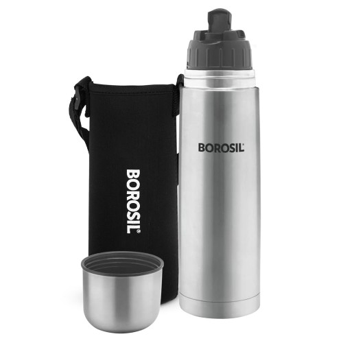 Borosil Stainless Steel Hydra Thermo Vacuum Insulated Flask Water Bottle 1000 ml Glass