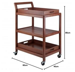 Serving Trolley Wood 3-Tier Honey Finish 60D x 40W x 85H cm