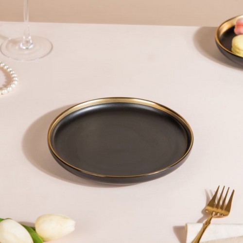 Nestasia Quarter Plate BN820CN54 Vera Ceramic Black & Gold 7 Inch