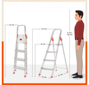 Bathla Advance 4 Step Ladder Foldable Aluminum 2.5m