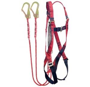 Karam Full Body Safety Harness (Class A) With 2 Mtr Energy Absorbing Double Lanyard with Hook for Fall Arrest, PN16(PN351) PP (000_131)(2.0M)