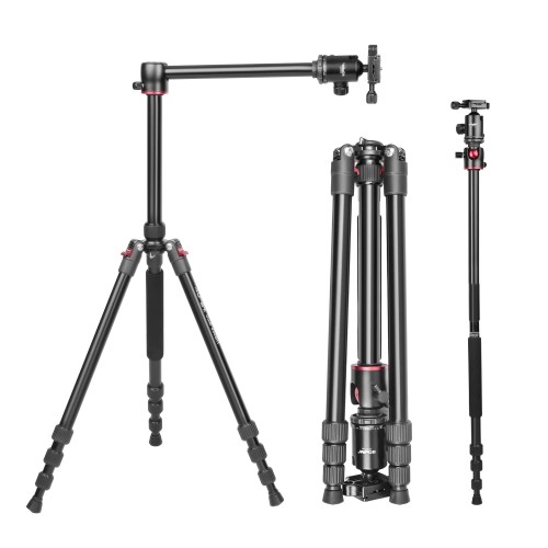 Digitek Foldable Aluminum Tripod DTR 520 BH 152cm Cum Monopod With Swivel Pan Head, 4 Section Adjustment, 7kg Max Load, Max Operating Height: 4.95Ft, Compatible With DSLR Camera, Dv Video Camcorder