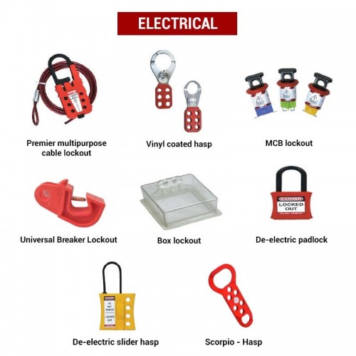 Asian Loto Electrical Lock Out Tag Out Kit (Cable Lockout, MCB Lockout, Box Lockout, Breaker Lockout, De-Electric Padlock, De-Electric Slider Hasp, Hasp)