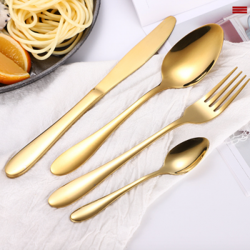 Devnow Cutlery Set  AP spoon -18.5cm  AP Fork -19.5cm  AP Knife -21cm  Baby Spoon -16.5cm  Colour: Gold Thickness: 3mm Stainless Steel .