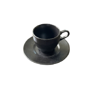 Devnow Tea Cup and Saucer 250ml Black Vellum Ceramic