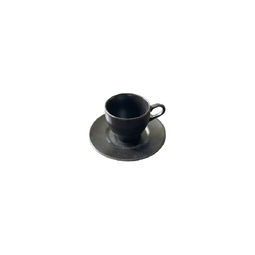 Devnow Tea Cup and Saucer 250ml Black Vellum Ceramic