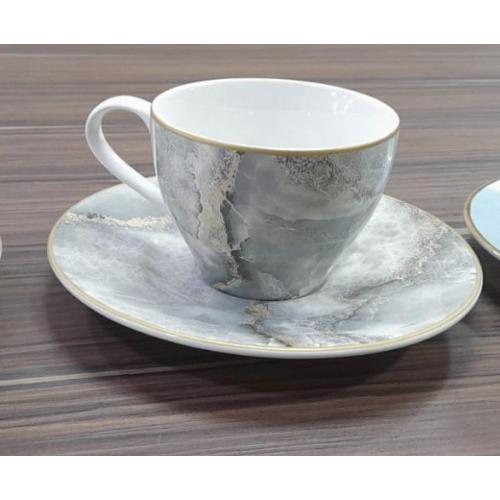 Devnow Cup and Saucer Tea/Coffee Grey Ceramic 250ml