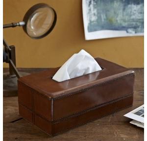 Costoso Italiano Tissue Box Holder Leather Dark Brown Size: 8.5H x 25W x 14D cm