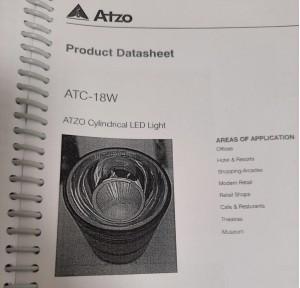 Atzo Cylindrical Led Light Black ATC-18W 6500K Cool White