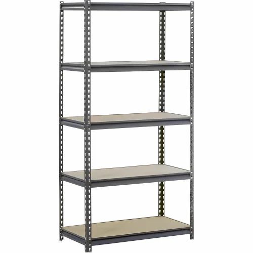 MS Slotted Angle Rack With 5 Shelve Including Top Size 8x4x1.5 Feet Angle 14 Gauge Shelf 22 Gauge With 2 Side Sheet Color Light Grey Weight Capacity 250 Kg