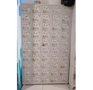 Staff Locker MS 22 Gauge Heavy Duty CRCA Fabricated 50 Compartment 7x9x8 Inch Color Light Grey Power Coated With Self Came Lock and Pad Lock Fitting, Number Plate Finished Weight 50-60 kg