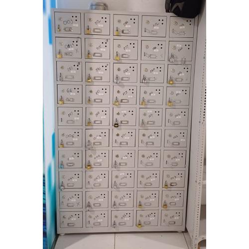 Staff Locker MS 22 Gauge Heavy Duty CRCA Fabricated 50 Compartment 7x9x8 Inch Color Light Grey Power Coated With Self Came Lock and Pad Lock Fitting, Number Plate Finished Weight 50-60 kg