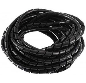 Spiral Cable Wrap Transparent 6mm Sleeve Black 1 Mtr