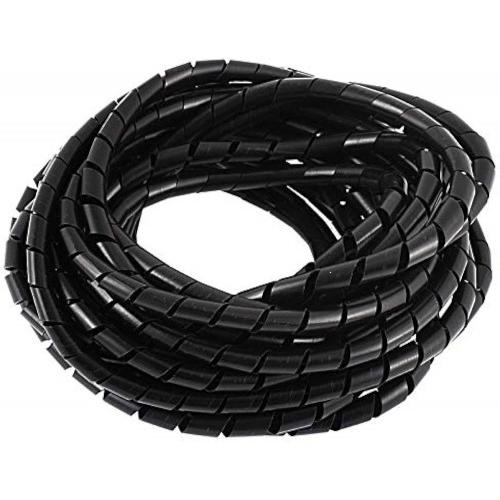 Spiral Cable Wrap Transparent 6mm Sleeve Black 1 Mtr