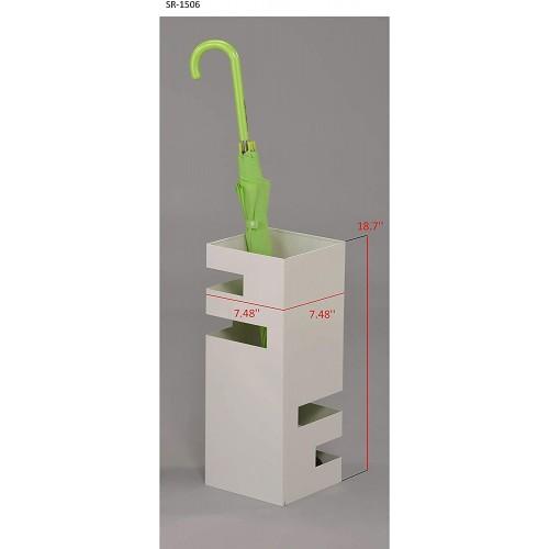 Umbrella Stand Metal Square White Size: 7.48L x 7.48W x 18.7H Inch