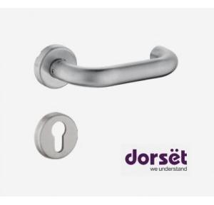 Dorset Door Handle SS D Type SD OR SS, ML 110 SS Mortise Lock With CL 100 SS 60mm Silver Satin Finish Euro Profile Pin Cylinder Both Side Key