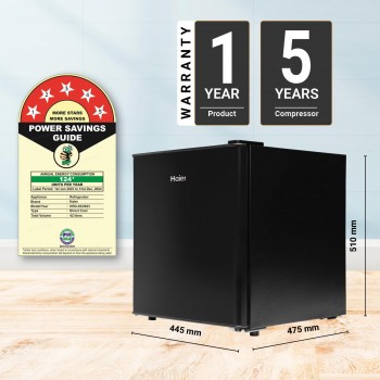 Haier Mini Refrigerator HRD-55KS 42 Ltr Single Door Black Steel