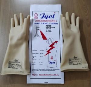 Jyot Electrical Rubber Insulating Gloves Type 1 Test Potential Volts 5 KV Working Potential Volts 650 Volts With Tested Certificate