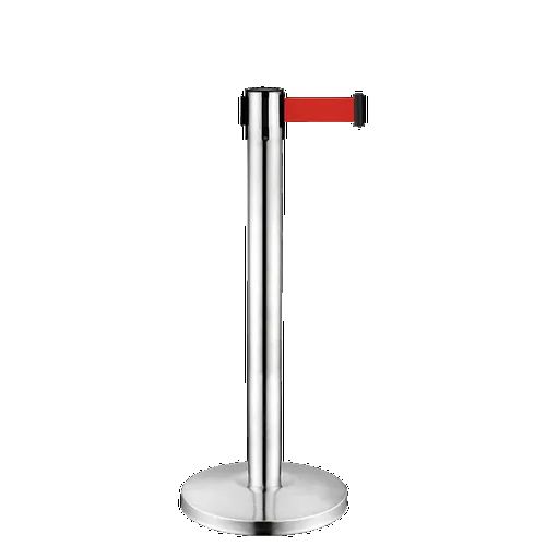 SS Queue Manager Premium Model Height: 970mm Weight: 10 Kg Pole Dia: 63.5mm Base Dia: 320mm Base Thickness: 40 to 45mm Tape Length: 2.75 Mtr Tape Material: Polyester Colour: Silver