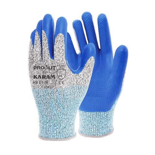 Karam Cut Resistance Safety Gloves HS-61 Level 4 EN 388:2016 Blue Pack of 2