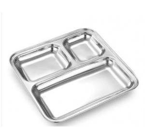 3 Compartment Snacks Plate SS 202 Stainless Steel Length: 10.5 Inch Width: 9 Inch