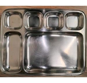 Compartment Plate SS 304 5 Plus 1, No.2 Plate, Size: 14.76 x 11.61 Inch 24 Gauge Weight 600gm Approx Stainless Steel 14.76 x 11.61 Inch