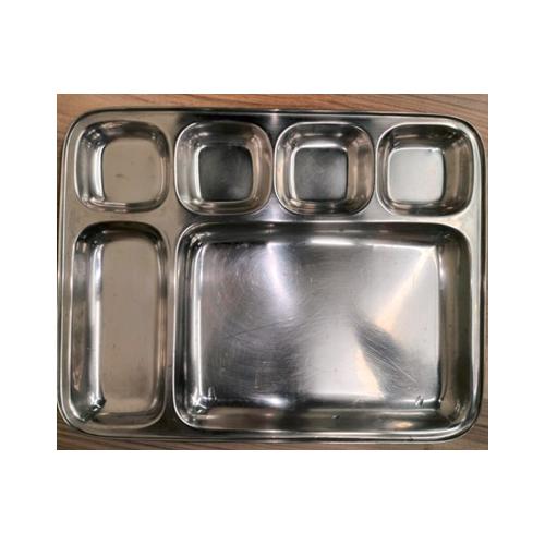 Compartment Plate SS 304 5 Plus 1, No.2 Plate, Size: 14.76 x 11.61 Inch 24 Gauge Weight 600gm Approx Stainless Steel 14.76 x 11.61 Inch